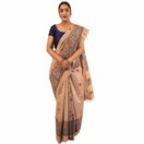 (Beige) Radha Krishna leela in Nidhivan on the Pallu