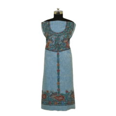 Sky Blue peacocks and flowers hand painted Madhubani cotton kurta